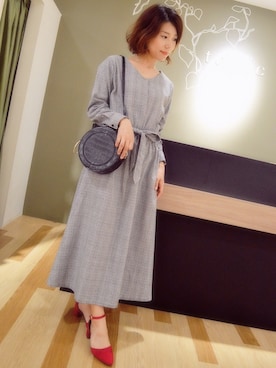 「グレンチェック」｜「アイテム（ワンピース/ドレス）」を使った、gocciさん（レディース・160cm）の秋コーディネート