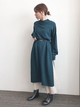 「スリットワンピース」｜gocciさん（レディース・160cm）の秋コーディネート