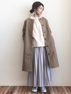 「ラベンダー」｜「アイテム（その他アウター）」を使った、gocciさん（レディース・160cm）の冬コーディネート