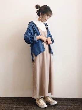 「Green　Parks（グリーンパークス）のアイテム（その他アウター）」を使った、gocciさん（レディース・160cm）の春コーディネート