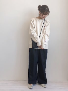 「シルバーシューズ」｜「アイテム（スウェット）」を使った、gocciさん（レディース・160cm）の春コーディネート