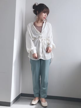 「とろみシャツ」｜gocciさん（レディース・160cm）の春コーディネート