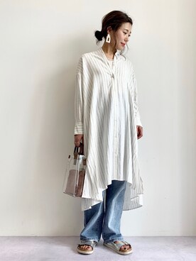 「シャツワンピ」｜gocciさん（レディース・160cm）の春コーディネート