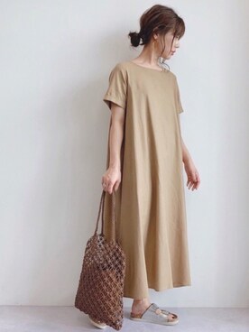 「ペーパーバッグ」｜「アイテム（ワンピース/ドレス）」を使った、gocciさん（レディース・160cm）の春コーディネート