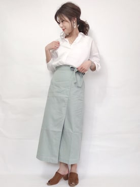 「ラップスカート」｜「アイテム（その他）」を使った、gocciさん（レディース・160cm）の春コーディネート