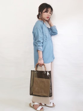 「スリットパンツ」｜「アイテム（その他）」を使った、gocciさん（レディース・160cm）の春コーディネート