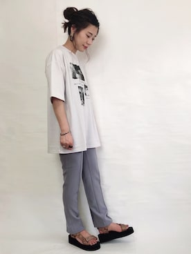 「スリットパンツ」｜「アイテム（その他）」を使った、gocciさん（レディース・160cm）の夏コーディネート