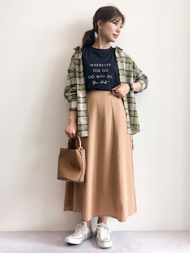 「ビッグシャツ」｜「アイテム（その他）」を使った、gocciさん（レディース・160cm）の夏コーディネート