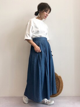 「koe（コエ）のアイテム（Tシャツ/カットソー）」を使った、gocciさん（レディース・160cm）の夏コーディネート