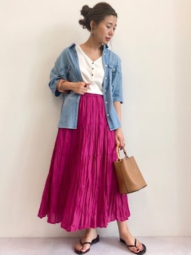 「koe（コエ）のアイテム（シャツ/ブラウス）」を使った、gocciさん（レディース・160cm）の夏コーディネート