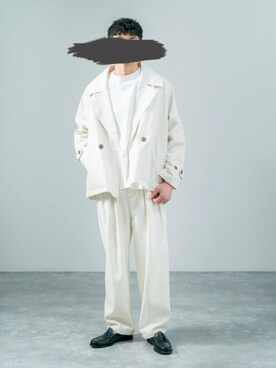 「オールホワイト」｜「アイテム（トレンチコート）」を使った、Ressaca staffさん（メンズ・175cm）の春コーディネート