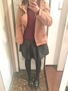 「And A（アンドエー）のアイテム（ピーコート）」を使った、ちっちさん（レディース・160cm）の冬コーディネート
