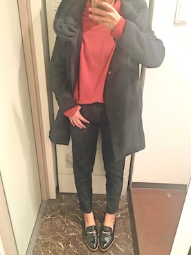 「ボーイフレンドデニム」｜「アイテム（その他アウター）」を使った、ちっちさん（レディース・160cm）の冬コーディネート
