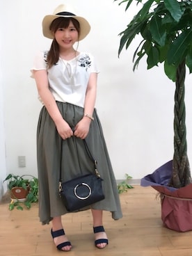 「カーキスカート」｜「アイテム（その他）」を使った、だいわさん（レディース・155cm）の夏コーディネート