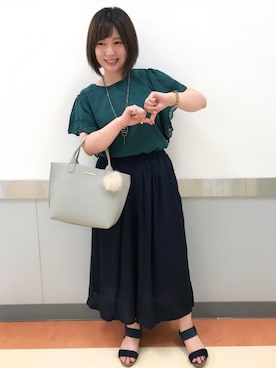 「袖フリル」｜「アイテム（その他）」を使った、だいわさん（レディース・155cm）の夏コーディネート