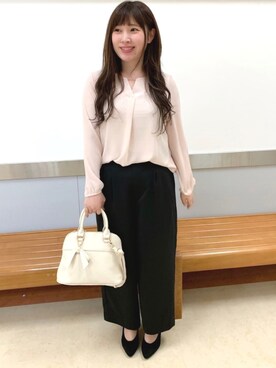 「SHOO・LA・RUE（シューラルー）の【セレモニー】2WAYリボンチャーム付きミニトート（トートバッグ）」を使った、だいわさん（レディース・155cm）の冬コーディネート