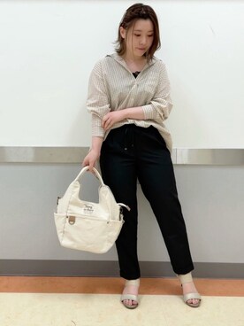 「SHOO・LA・RUE（シューラルー）の◆【S-3L】フレンチリネン前開きシャツ（シャツ/ブラウス）」を使った、だいわさん（レディース・155cm）の春コーディネート