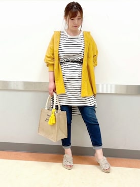 「SHOO・LA・RUE（シューラルー）の◆【S-3L】フレンチリネン前開きシャツ（シャツ/ブラウス）」を使った、だいわさん（レディース・155cm）の春コーディネート
