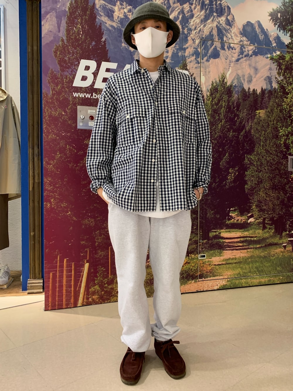 PORTERCLASSIC Mロールアップシャツ　トリコロールM Porter Classic - ROLL UP TRICOLOR GINGHAM CHECK SHIRT