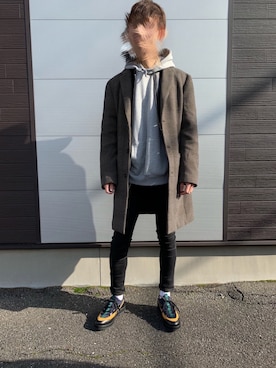 「SEVENDAYS=SUNDAY（セブンデイズサンデイ）のアイテム（チェスターコート）」を使った、楓さん（メンズ・179cm）の冬コーディネート