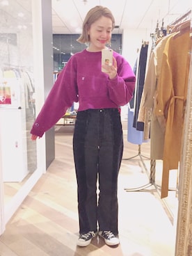 THE SHINZONEのスウェット（パープル系）を使った人気ファッション