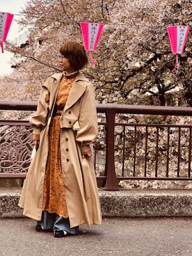 「花見」｜「アイテム（トレンチコート）」を使った、Miina(1ω5)さん（レディース・155cm）の春コーディネート