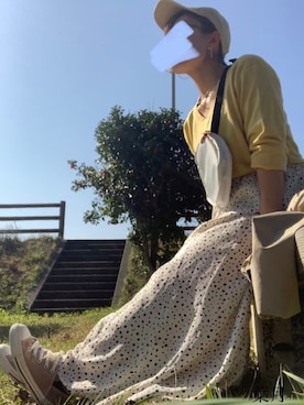 「ダルメシアン柄スカート」｜葉月さん（レディース・154cm）の春コーディネート