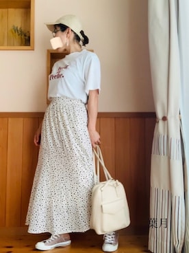 「ダルメシアン柄スカート」｜葉月さん（レディース・154cm）の夏コーディネート