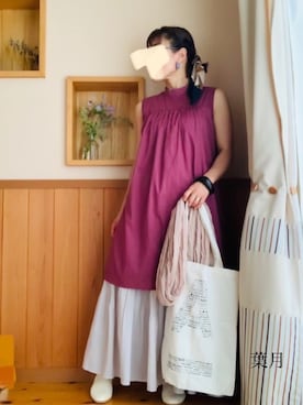 「ティアードスカート」｜「アイテム（その他トップス）」を使った、葉月さん（レディース・154cm）の夏コーディネート