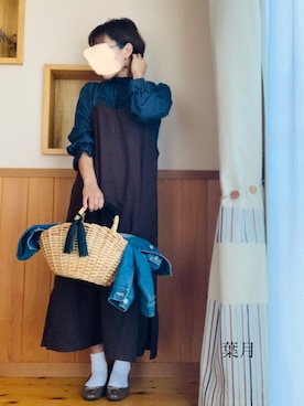 「キャミソールワンピ」｜「アイテム（ジャケット/アウター）」を使った、葉月さん（レディース・154cm）の秋コーディネート