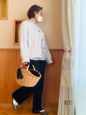 「ボウタイブラウス」｜「アイテム（ステンカラーコート）」を使った、葉月さん（レディース・154cm）の秋コーディネート