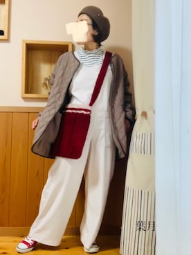 「リバーシブル」｜「アイテム（サロペット/オーバーオール）」を使った、葉月さん（レディース・154cm）の冬コーディネート
