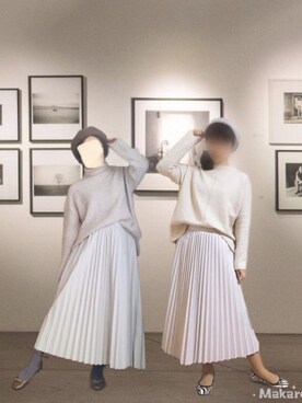 「フェイクレザー」｜「アイテム（ノーカラージャケット）」を使った、葉月さん（レディース・154cm）の冬コーディネート