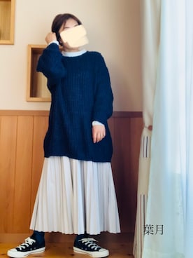 「フェイクレザー」｜「アイテム（ノーカラージャケット）」を使った、葉月さん（レディース・154cm）の冬コーディネート