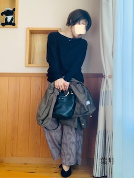 「ペイズリー柄パンツ」｜葉月さん（レディース・154cm）の春コーディネート