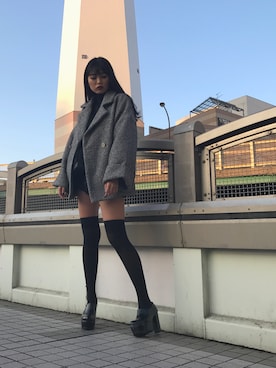 「ニーハイソックス」｜「アイテム（その他アウター）」を使った、ASUKAさん（レディース・170cm）の秋コーディネート