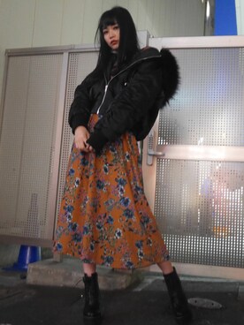 「ENVYM（アンビー）のアイテム（ブルゾン）」を使った、ASUKAさん（レディース・170cm）の冬コーディネート