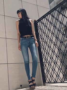 「ミドルネック」｜ASUKAさん（レディース・170cm）の夏コーディネート