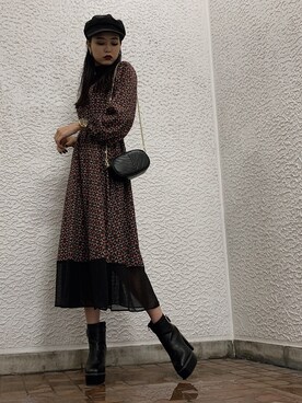「ENVYM（アンビー）のアイテム（帽子）」を使った、ASUKAさん（レディース・170cm）の冬コーディネート