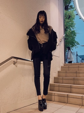 「チョーカー」｜「アイテム（その他アウター）」を使った、ASUKAさん（レディース・170cm）の冬コーディネート