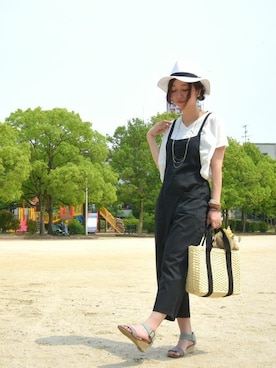 「and it_（アンドイット）のアイテム（オールインワン・サロペット）」を使った、fujii(and it_OFFICE)さん（レディース・162cm）の夏コーディネート