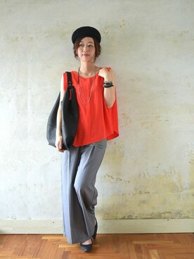 「and it_」｜「アイテム（ハンチング/ベレー帽）」を使った、fujii(and it_OFFICE)さん（レディース・162cm）の夏コーディネート