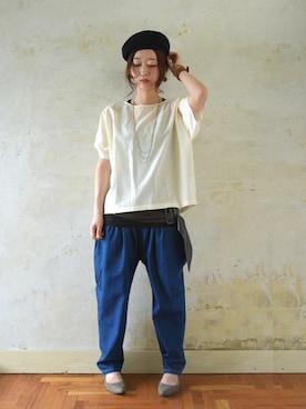 「and it_」｜「アイテム（ハンチング/ベレー帽）」を使った、fujii(and it_OFFICE)さん（レディース・162cm）の夏コーディネート