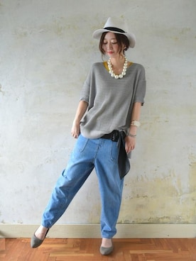 「and it_（アンドイット）のアイテム（トップス）」を使った、and it_staffさん（レディース・162cm）の夏コーディネート