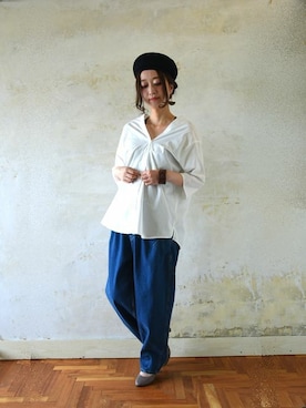 「and it_」｜「アイテム（ハンチング/ベレー帽）」を使った、fujii(and it_OFFICE)さん（レディース・162cm）の春コーディネート