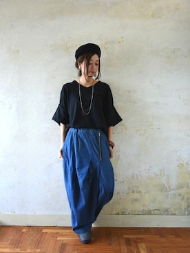 「and it_」｜「アイテム（ハンチング/ベレー帽）」を使った、fujii(and it_OFFICE)さん（レディース・162cm）の夏コーディネート