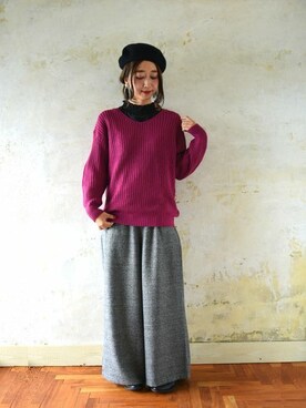 「and it_」｜「アイテム（ハンチング/ベレー帽）」を使った、fujii(and it_OFFICE)さん（レディース・162cm）の秋コーディネート