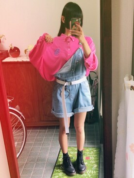 「FILA」｜「アイテム（オールインワン・サロペット）」を使った、り       か  さん（レディース・163cm）の夏コーディネート