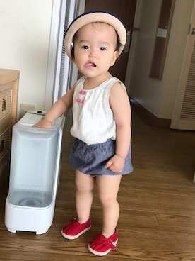「TOMS（トムス）のアイテム（シューズ）」を使った、kanonさん（キッズ・70cm）の春コーディネート