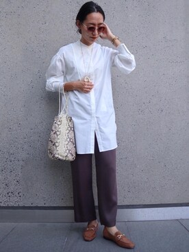「green label relaxing（グリーンレーベルリラクシング）の[ パスクッチ ] PASCUCCI CFC ビットローファー（ローファー）」を使った、matsui11594さん（レディース・164cm）の夏コーディネート